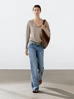 Linen blend henley sweater