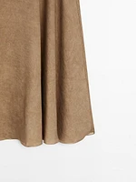 Flounce linen blend midi skirt