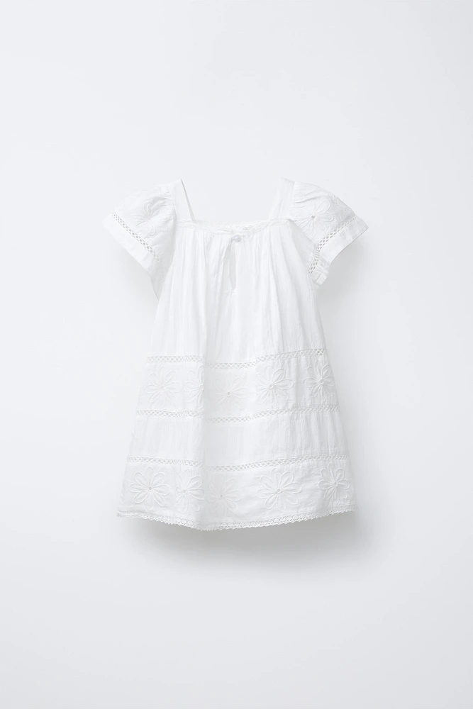 EMBROIDERED OPENWORK DRESS