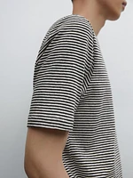 Striped linen and cotton T-shirt