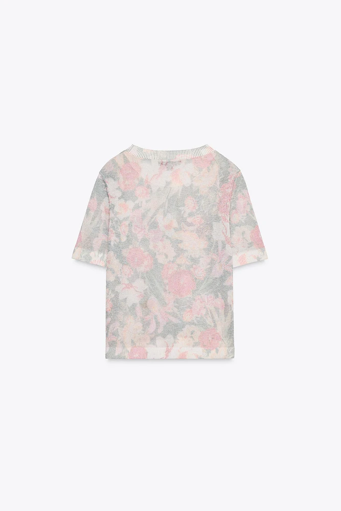 TOP EN MAILLE À IMPRIMÉ FLEURI