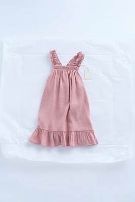 ZARA TIMELESS - EMBROIDERED LINEN STRAPPY DRESS