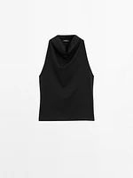 Funnel neck top with draped detail
