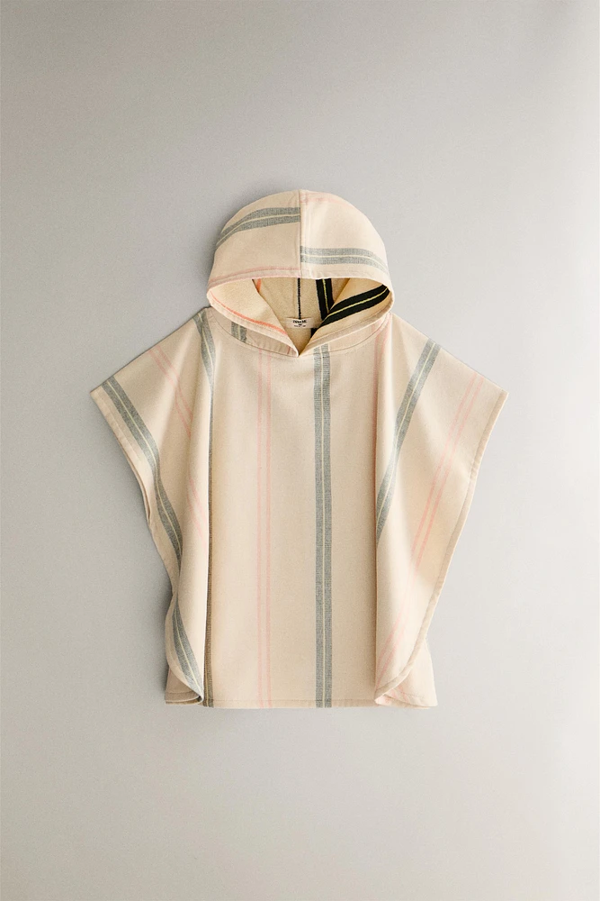 PONCHO DE PLAGE ENFANT RAYURES MULTICOLORES