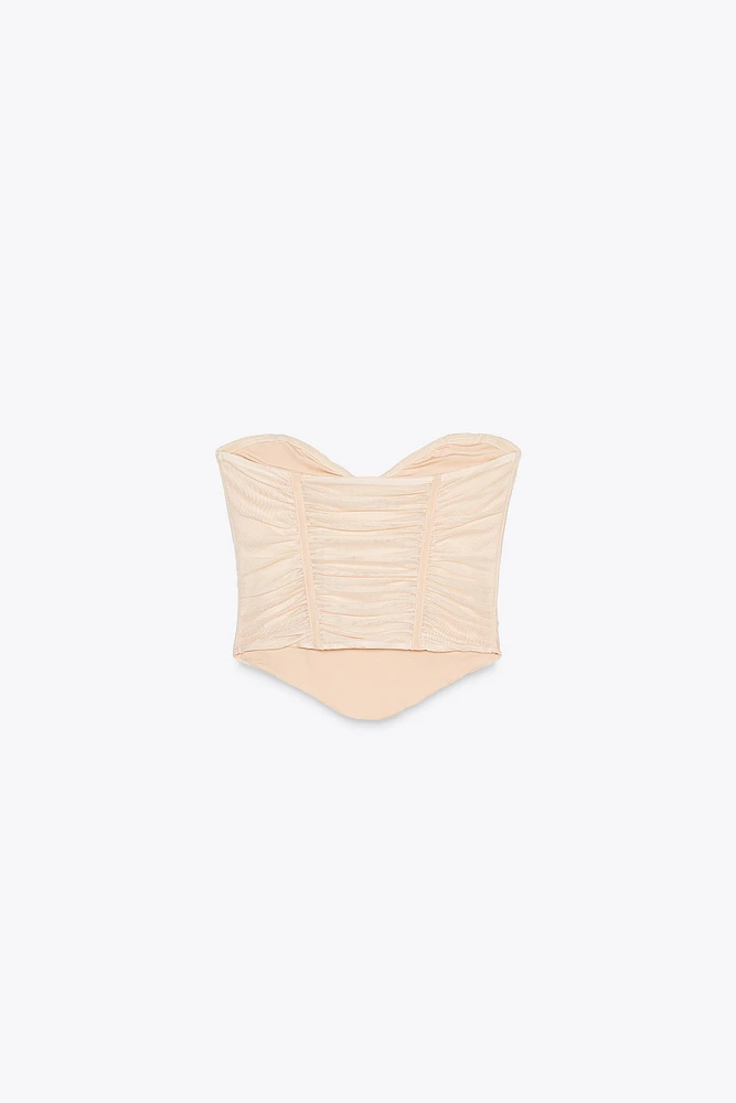 GATHERED TULLE CORSET TOP