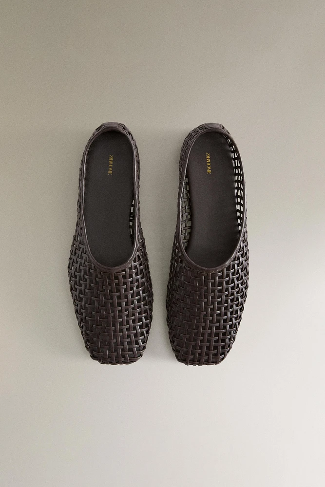 BALLERINES CUIR TRESSÉ