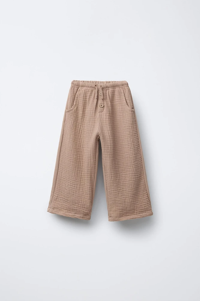 PANTALON DROIT EN MATIÈRES VARIÉES TEXTURÉ