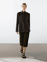 Blazer lin col montant