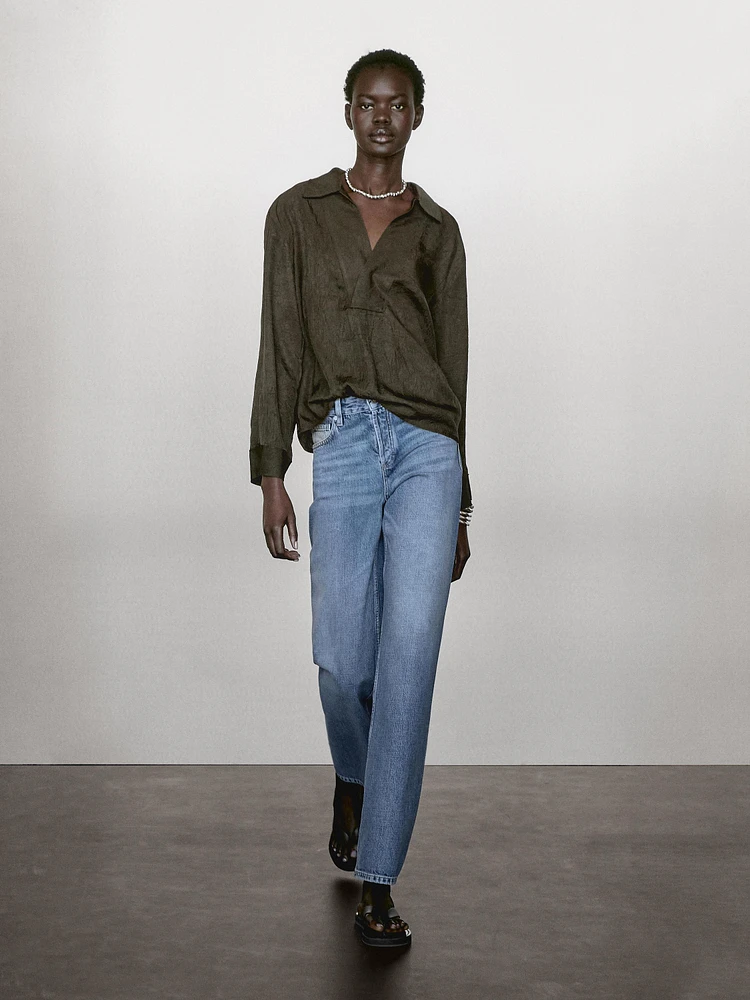 Blouse fluide à col polo