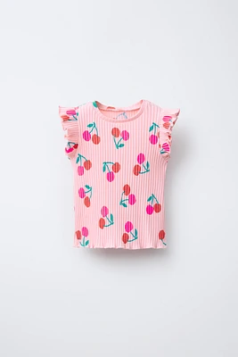 PRINTED RIBBED T-SHIRT