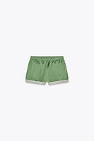SATIN EFFECT SHORTS WITH LACE
