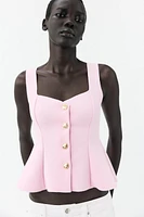 STRETCH PEPLUM VEST TOP