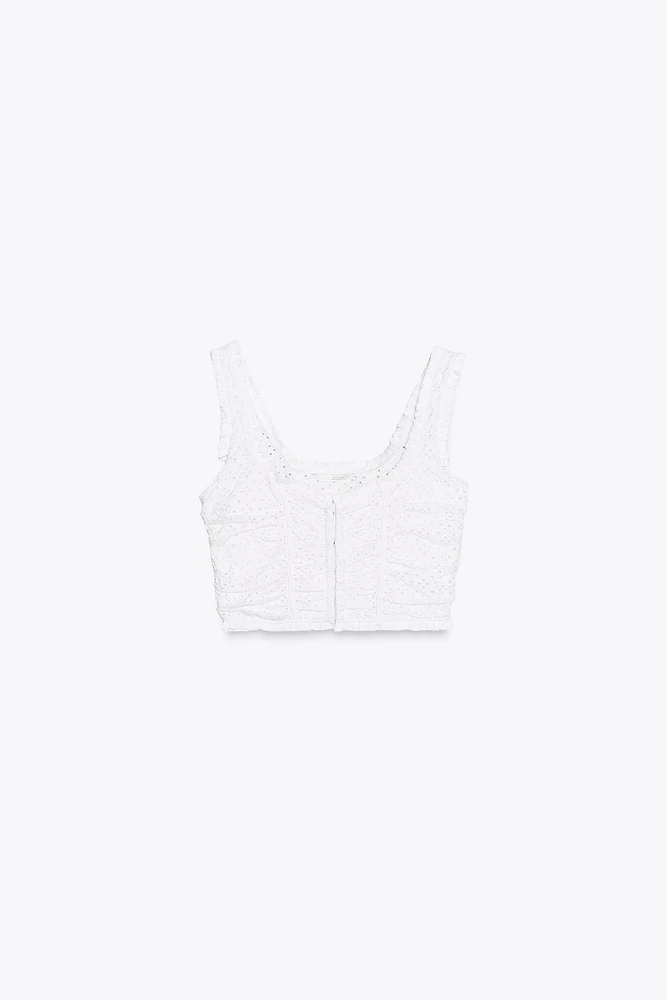 OPENWORK EMBROIDERED TOP