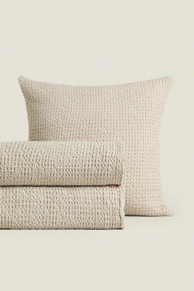 MINI WAFFLE-KNIT COTTON BEDSPREAD