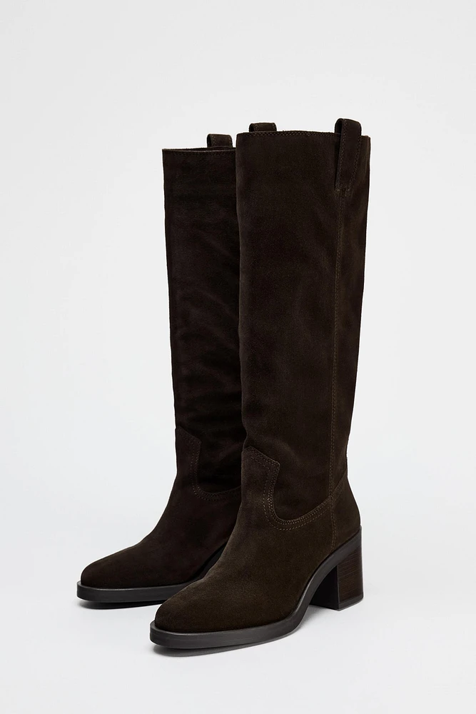 BOTTES À TALONS EN DAIM