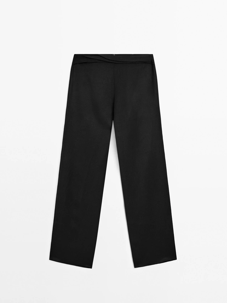 Pantalon straight détail taille