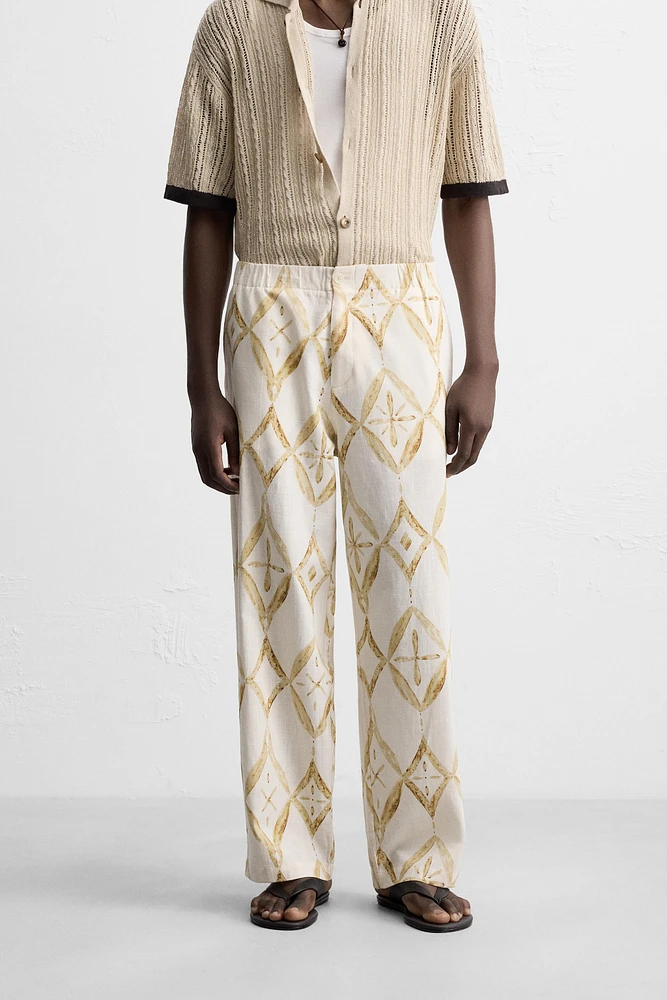 GEOMETRIC PRINT RELAXED FIT PANTS