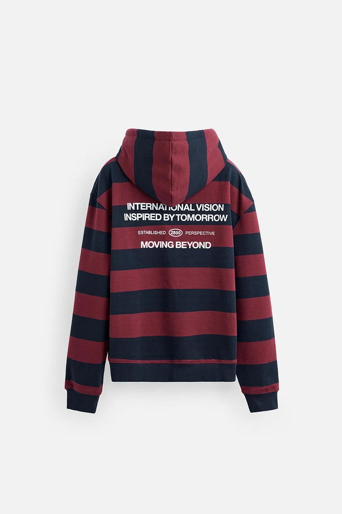 STRIPED HOODED SWEATSHIRT