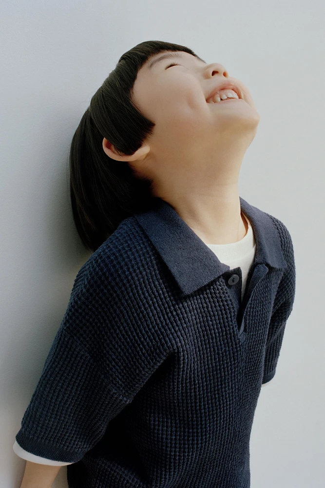 WAFFLE KNIT POLO SHIRT