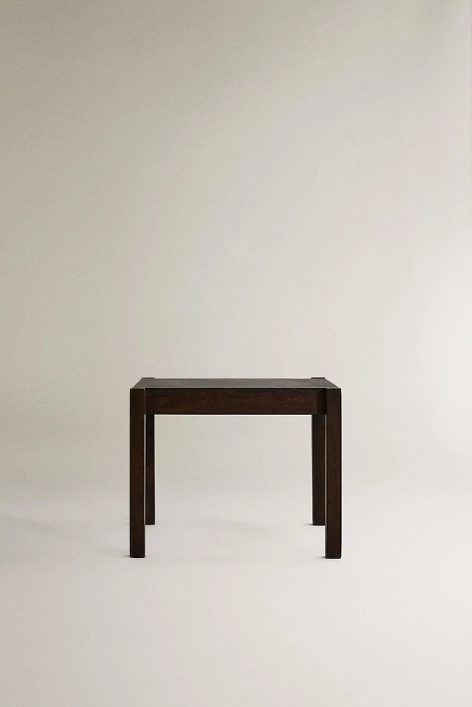 SMALL WOODEN LEATHER SIDE TABLE