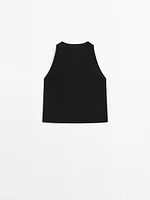 Top boutonné surpiqûre et plastron