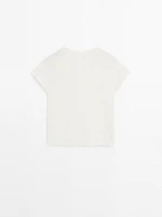 Short sleeve knit alpaca blend sweater