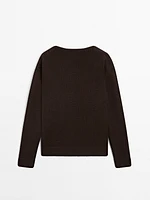 Pull en maille à col V 100 % lin
