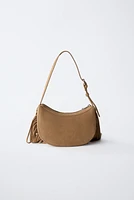 SAC ÉPAULE FRANGES CROÛTE DE CUIR