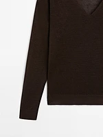 Pull en maille à col V 100 % lin
