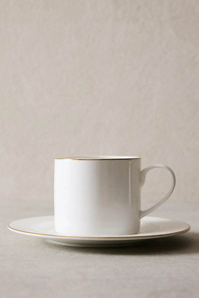 TASSE À THÉ AVEC SOUCOUPE PORCELAINE BONE CHINA BORD