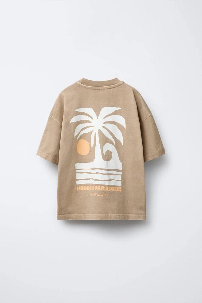 ENSEMBLE TEINT EN PIÈCE T-SHIRT IMPRIMÉ ET BERMUDA