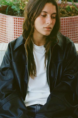 FAUX LEATHER BOMBER JACKET