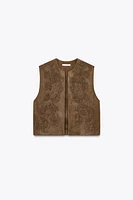 GILET EFFET DAIM BRODÉ