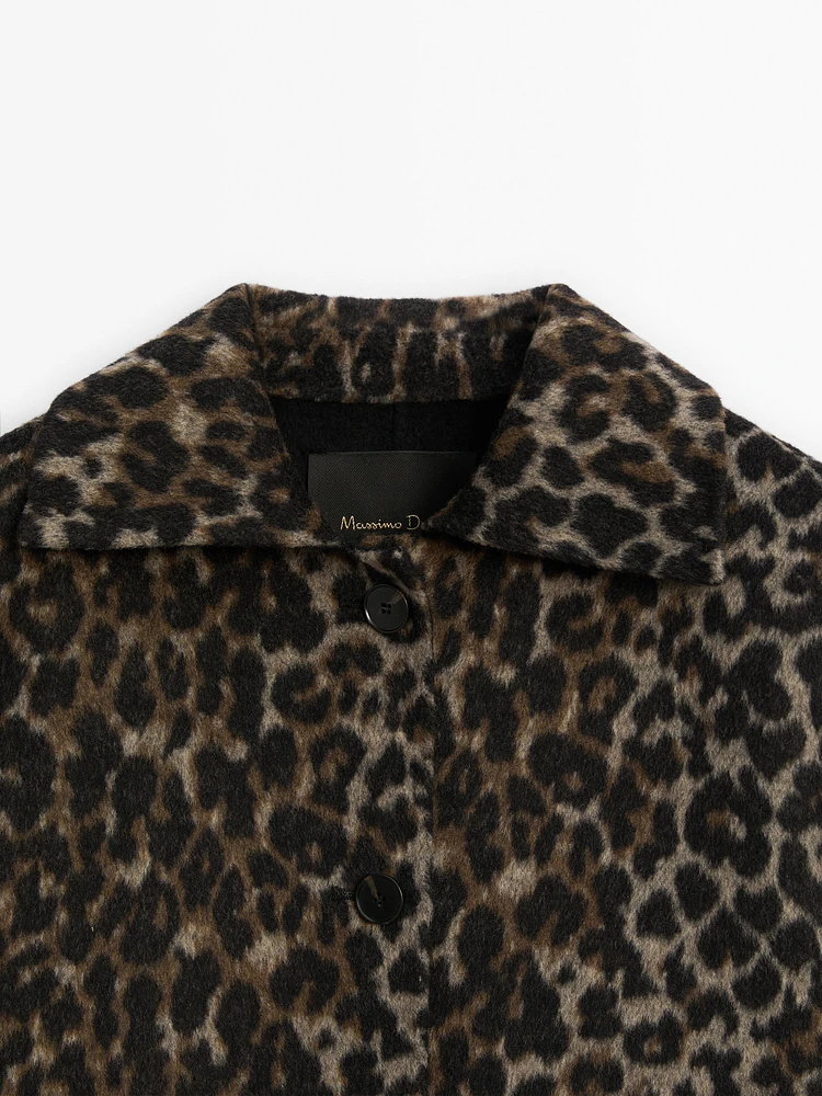 Veste courte imprimé animal en laine mélangée