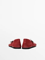 Leather ballet flats with buckle