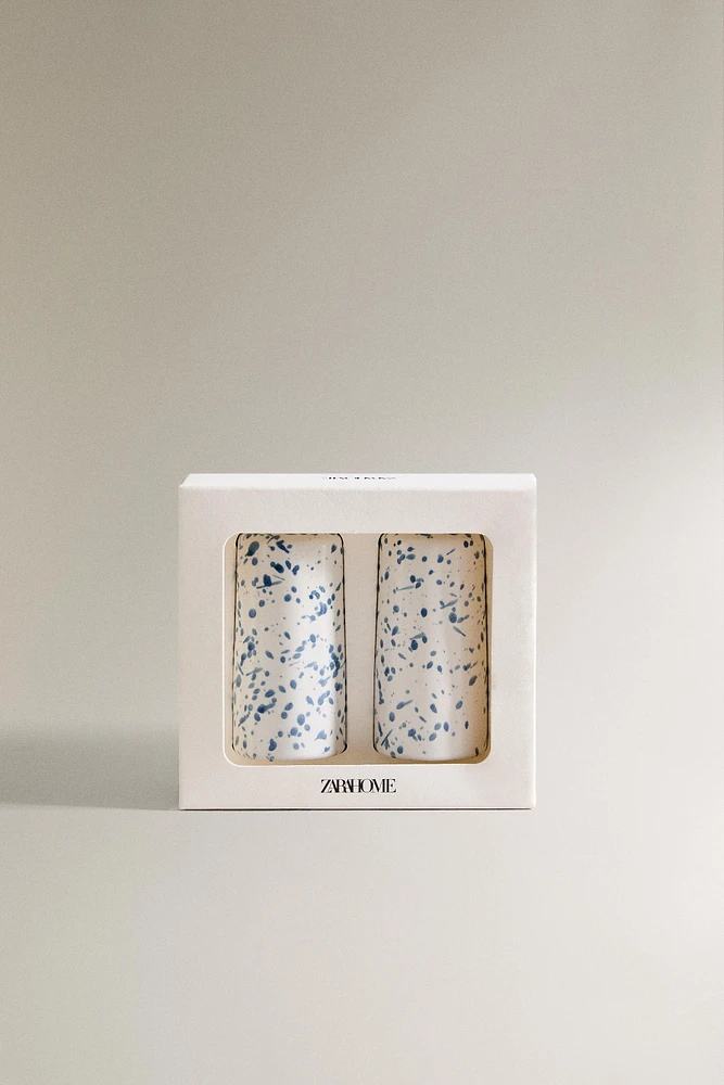 SPECKLED STONEWARE SALT AND PEPPER SHAKER SET