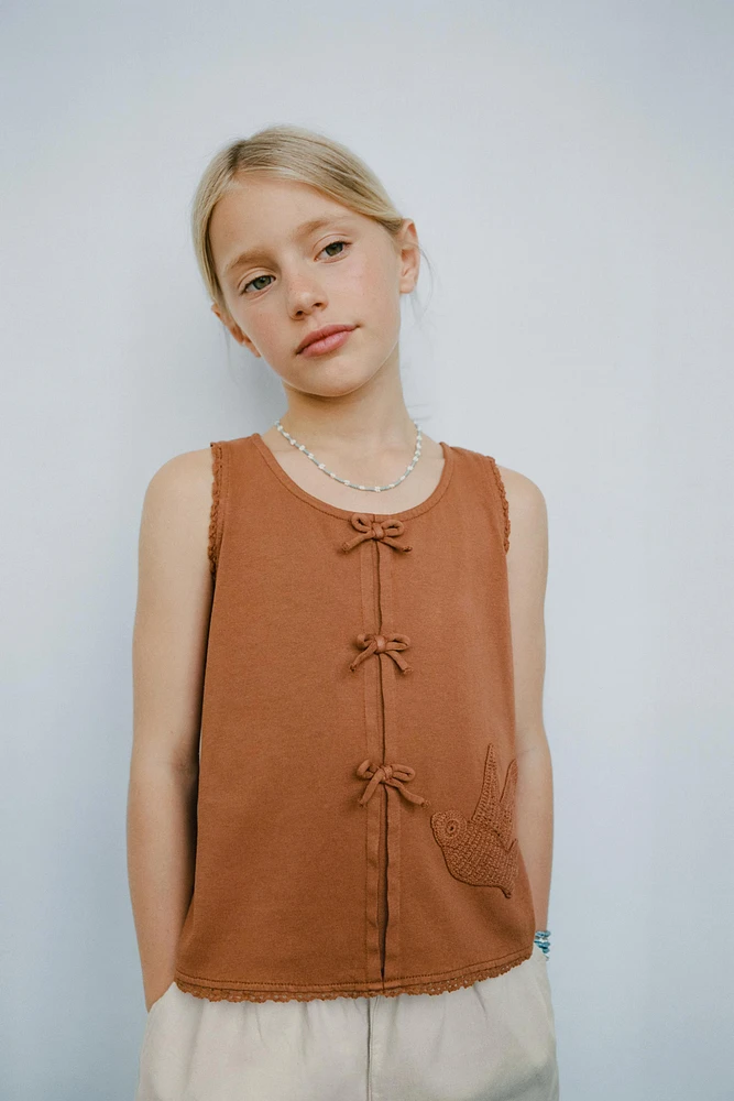 CROCHET STITCH BIRD T-SHIRT