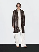 Manteau en cuir nappa effet usé