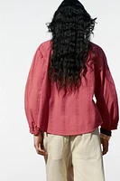 EMBROIDERED EYELET BLOUSE