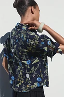 PRINTED SHIRT WITH EYELET EMBROIDERY