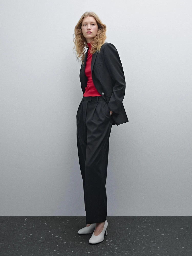 Straight-leg cool wool trousers