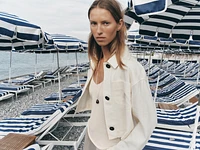 LINEN JACKET WITH CONTRAST SLEEVES