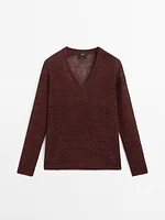 Pull en maille ajourée 100 % lin