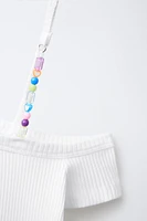 ASYMMETRIC RIBBED BEADED TOP