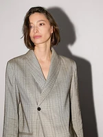 Check print shawl collar blazer