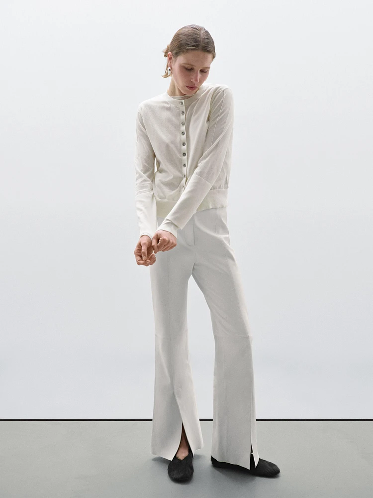 Pantalon flare fendu en cuir - Studio