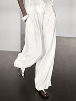 Pantalon palazzo lin à pinces