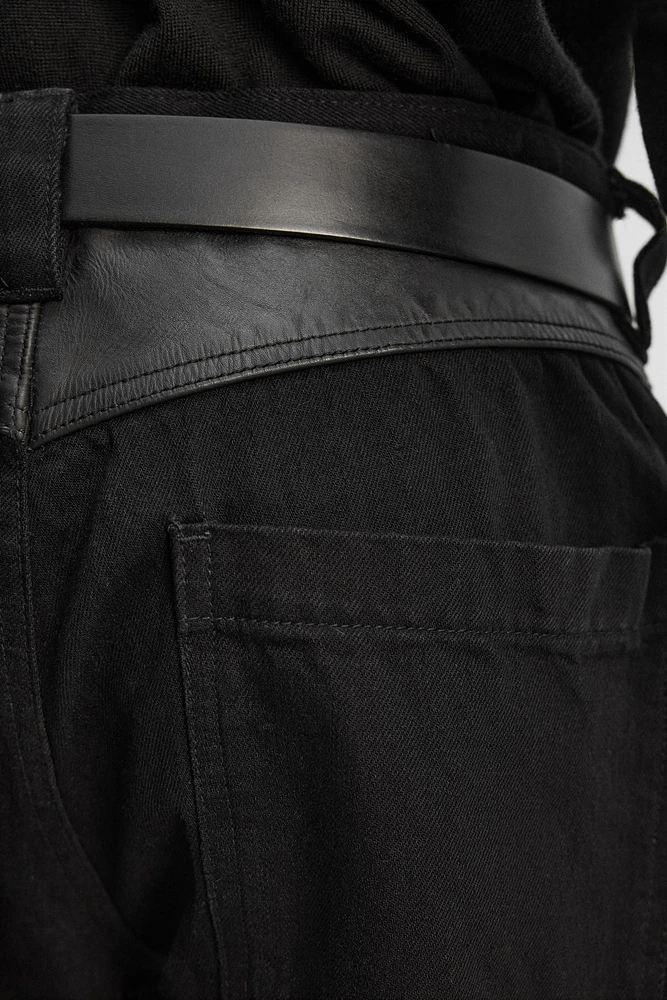 LEATHER PANEL CARGO JEANS