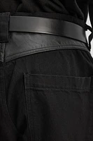 LEATHER PANEL CARGO JEANS