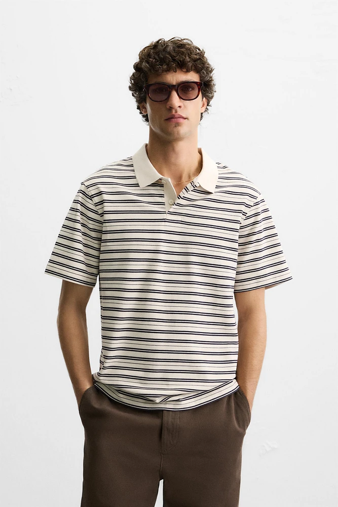 STRIPED PIQUÉ POLO SHIRT